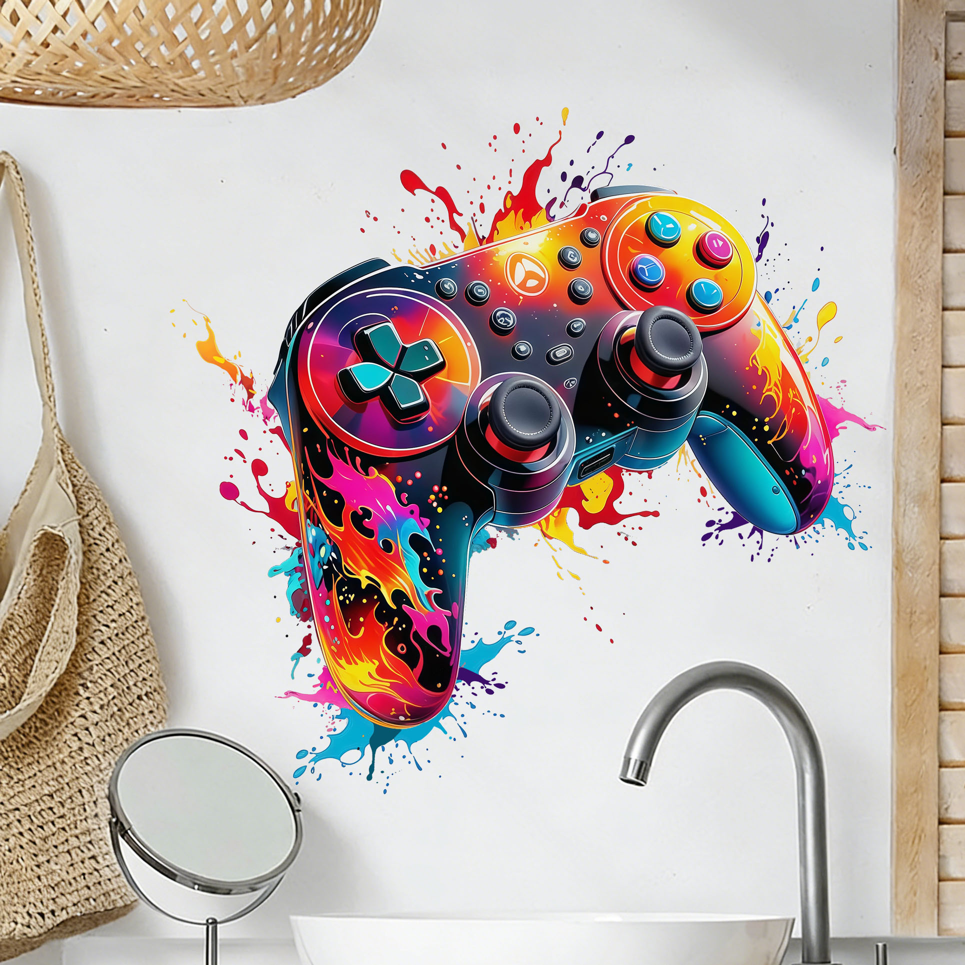 Accessories For Your Gaming Room - Red Flame Game Controller Wall Decal