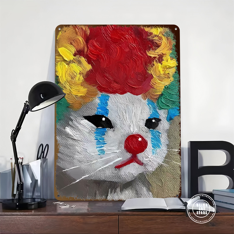 Sad Clown Cat Painting Tinplat - Vintage Gaming Accessories reseña y precio