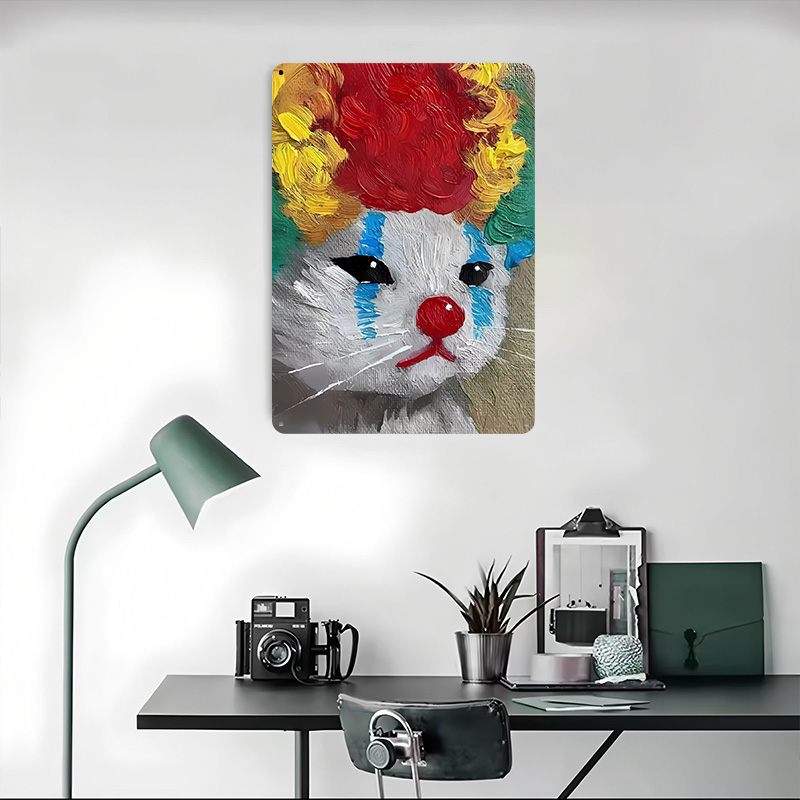 Sad Clown Cat Painting Tinplat - Vintage Gaming Accessories reseña y precio