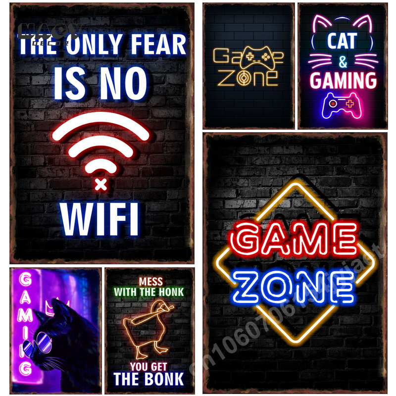 Neon Gaming Zone Metal Tin Sig - Accessories For Your Gaming Room reseña y precio