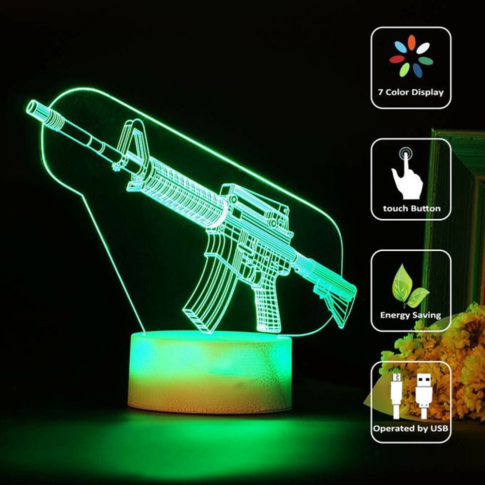 Game Rifle 3d Led Night Light  - Accessories For Your Gaming Room reseña y precio